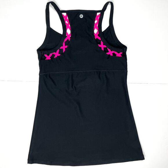 Reflex Womens Tank Razorback Black Pink Accent Size M Athleisure Fitness - Picture 4 of 9